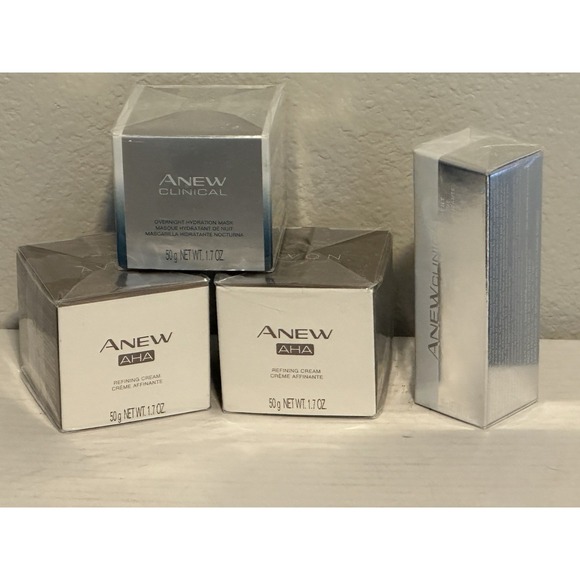 LOT OF 4 AVON ANEW AHA/CLINICAL MOISTURIZER/MASK REFINING CREAM FULL SIZE - Picture 1 of 8